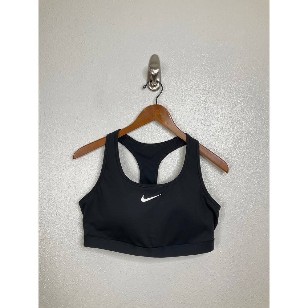 Nike Swoosh Dri-FIT Women Racerback Sports Bra Black XL Medium Support